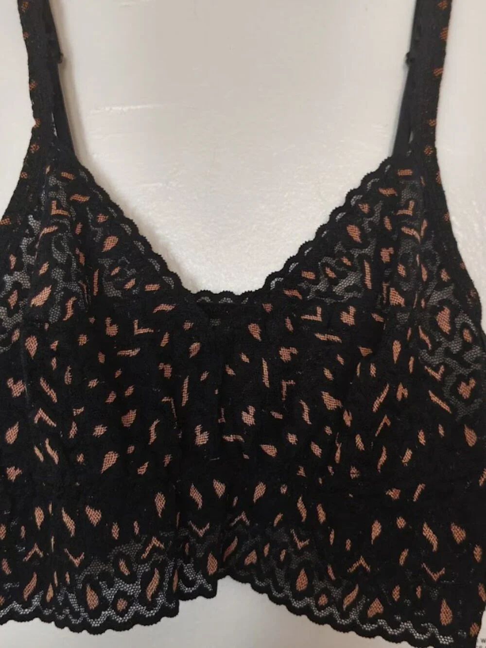 Hanky Panky NWT XDye Leopard-Print Lace Retro Bralette Black/Praline size S